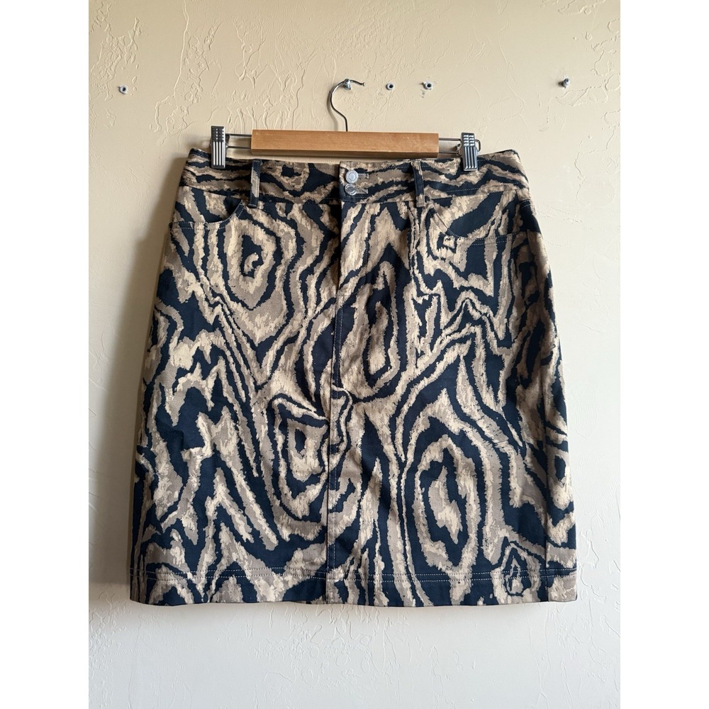 NWOT  Chaps Animal Print Skirt Black Brown Tan Stretch Sz 6 Cotton Blend‎ Womens